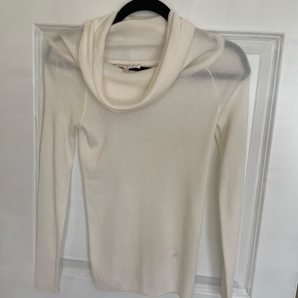 WAYF Elegant White Cowl Neck Sweater
